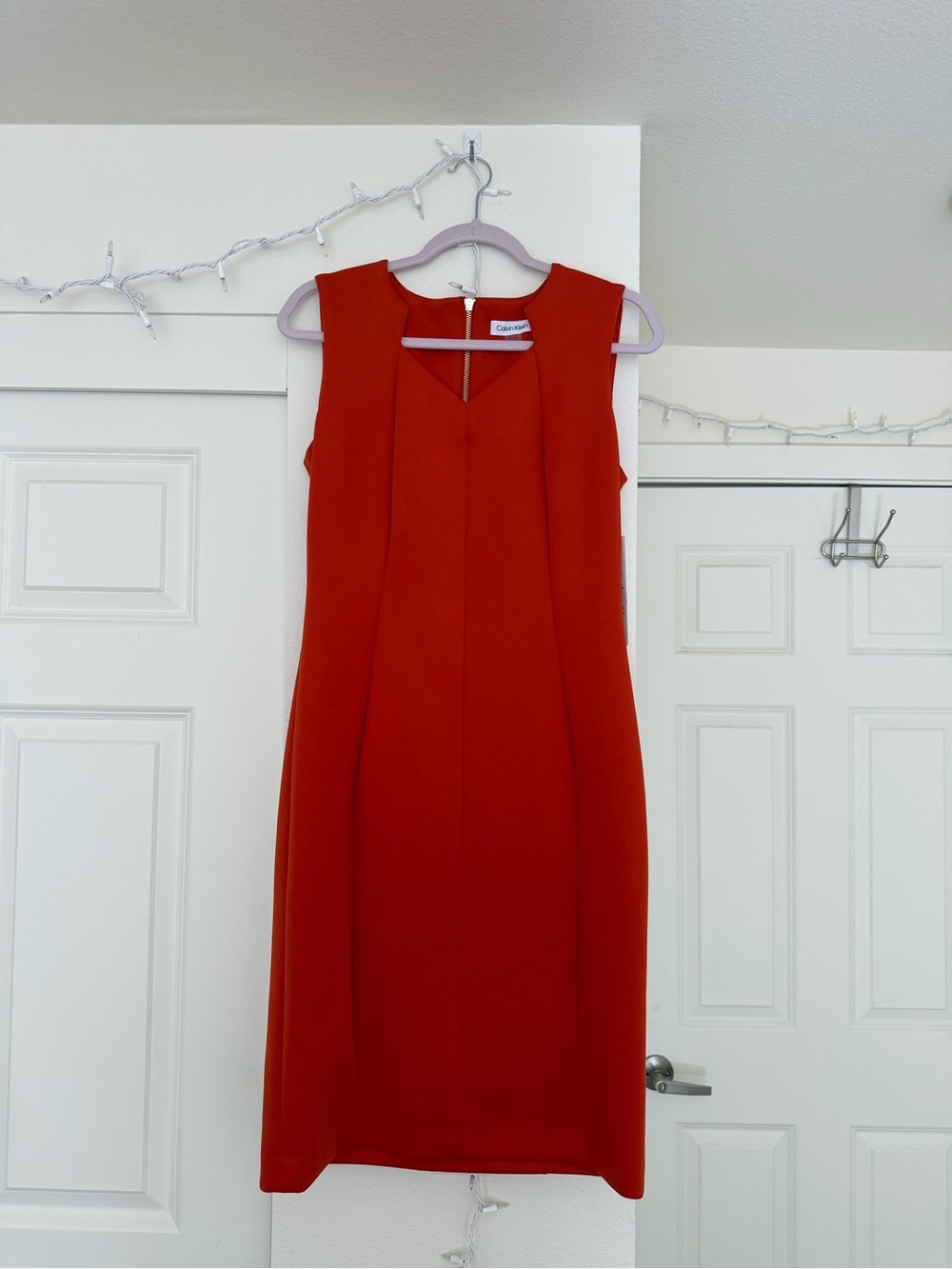 NWT Calvin Klein Bright Orange Sleeveless Sheath Dress